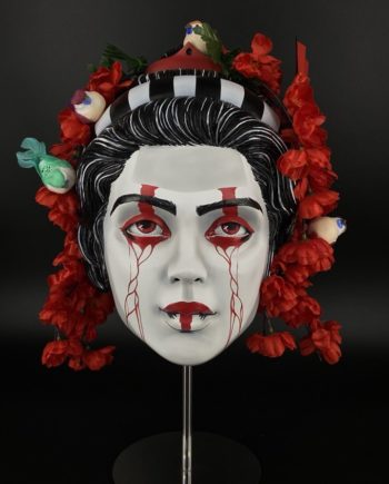 Geisha helmet mask with birds