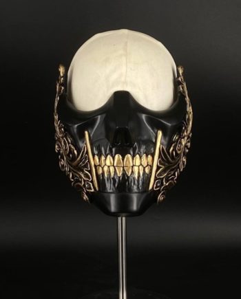 Black halfmask with golden pattern by Maskcraft